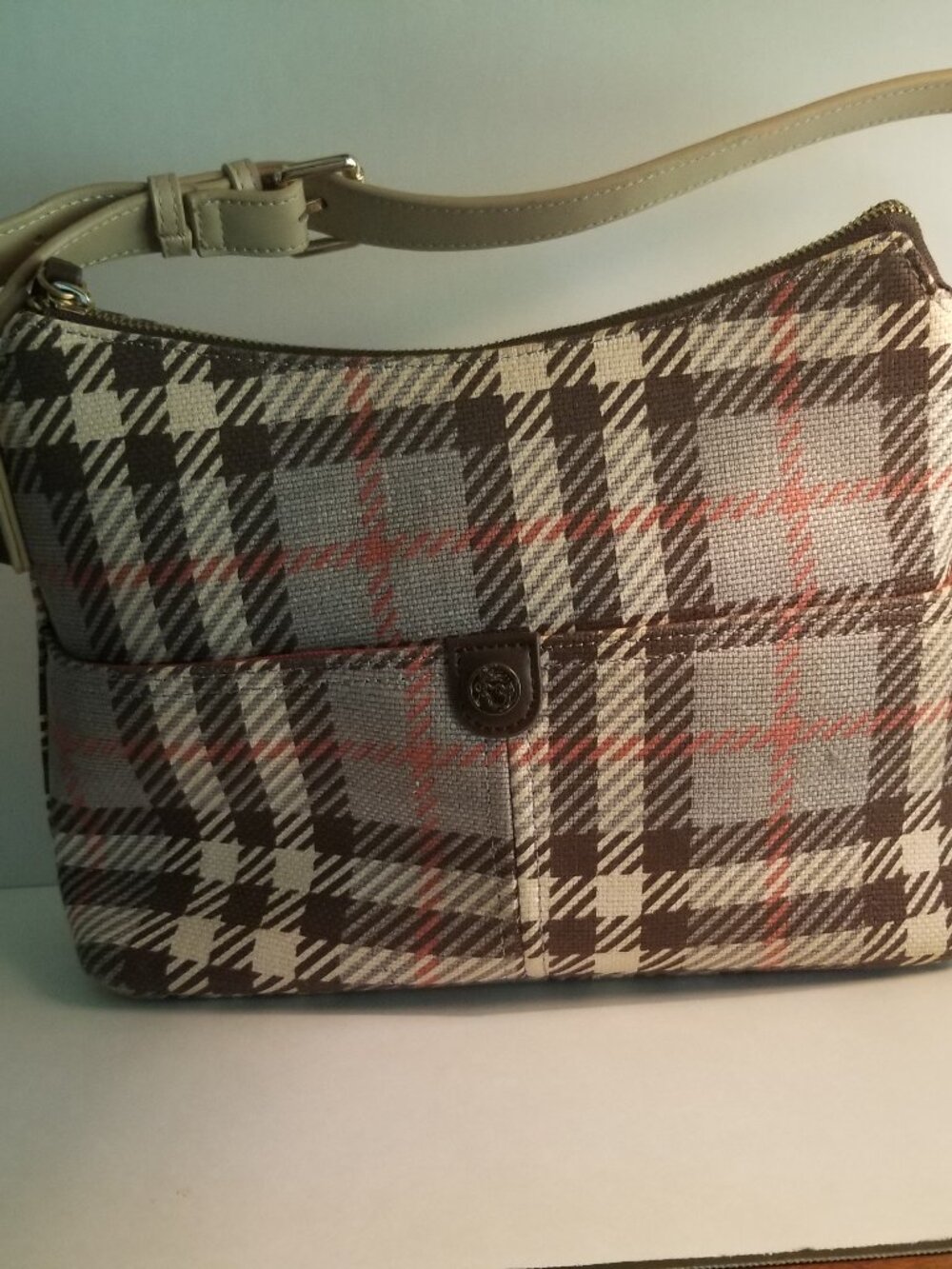 SPARTINA 449 leather purse cream shoulder strap